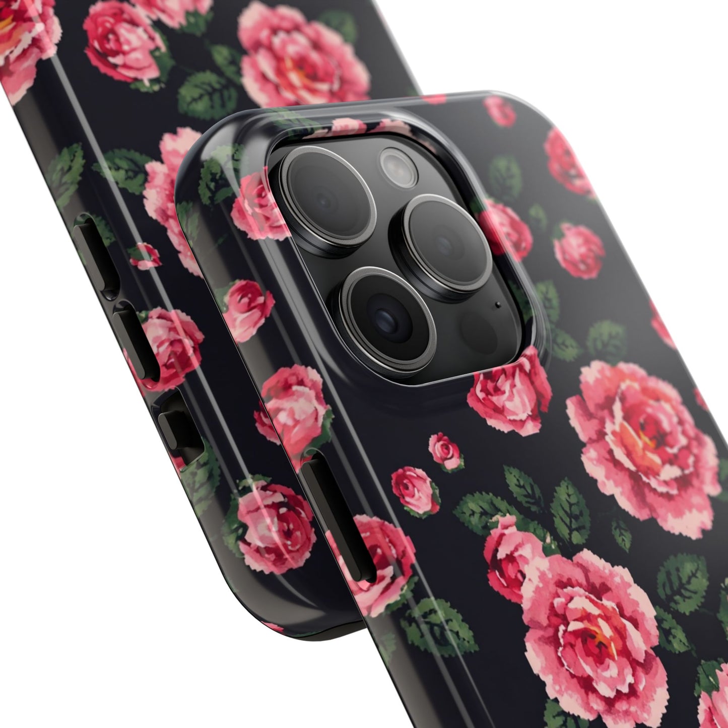 Pixelated Floral Tough Phone Case - Elegant Rose Design for Protection & Style - for iPhone