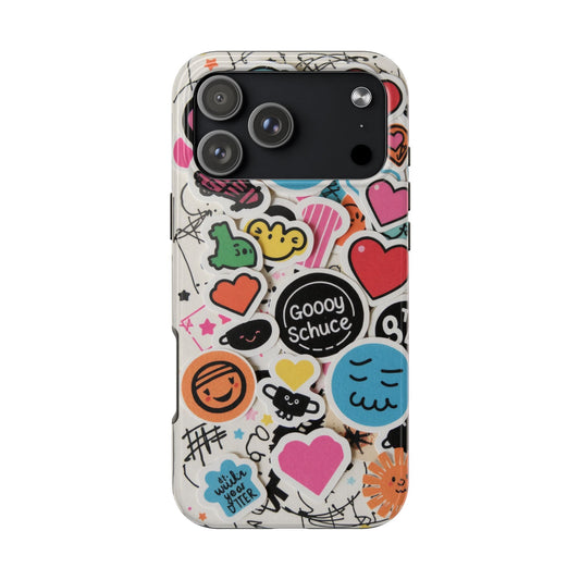 Colorful Stickers Phone Case - Fun & Trendy Tough Phone Cases
