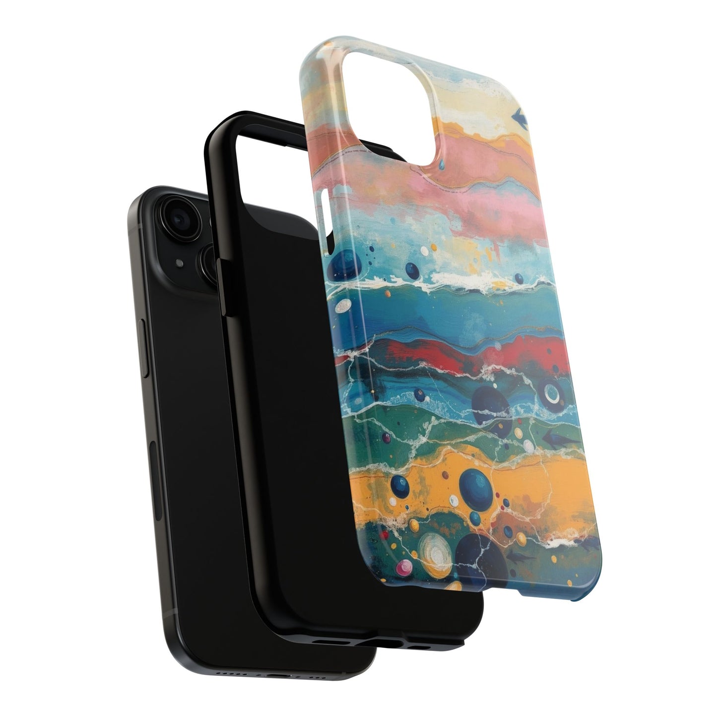 Artistic Tough Phone Case - Vibrant Waves Design for Unique Style