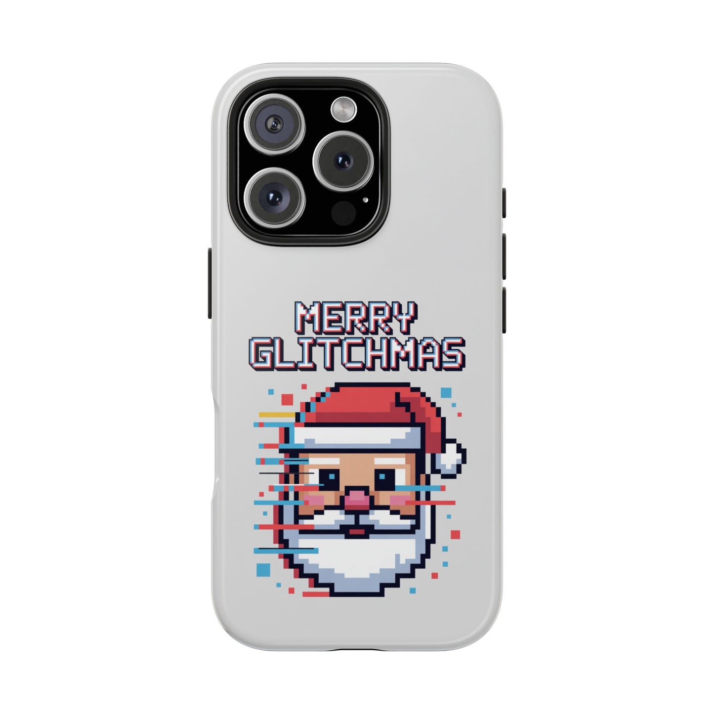 Merry Glitchmas Phone Case - Christmas Pixel Art Design for iPhone