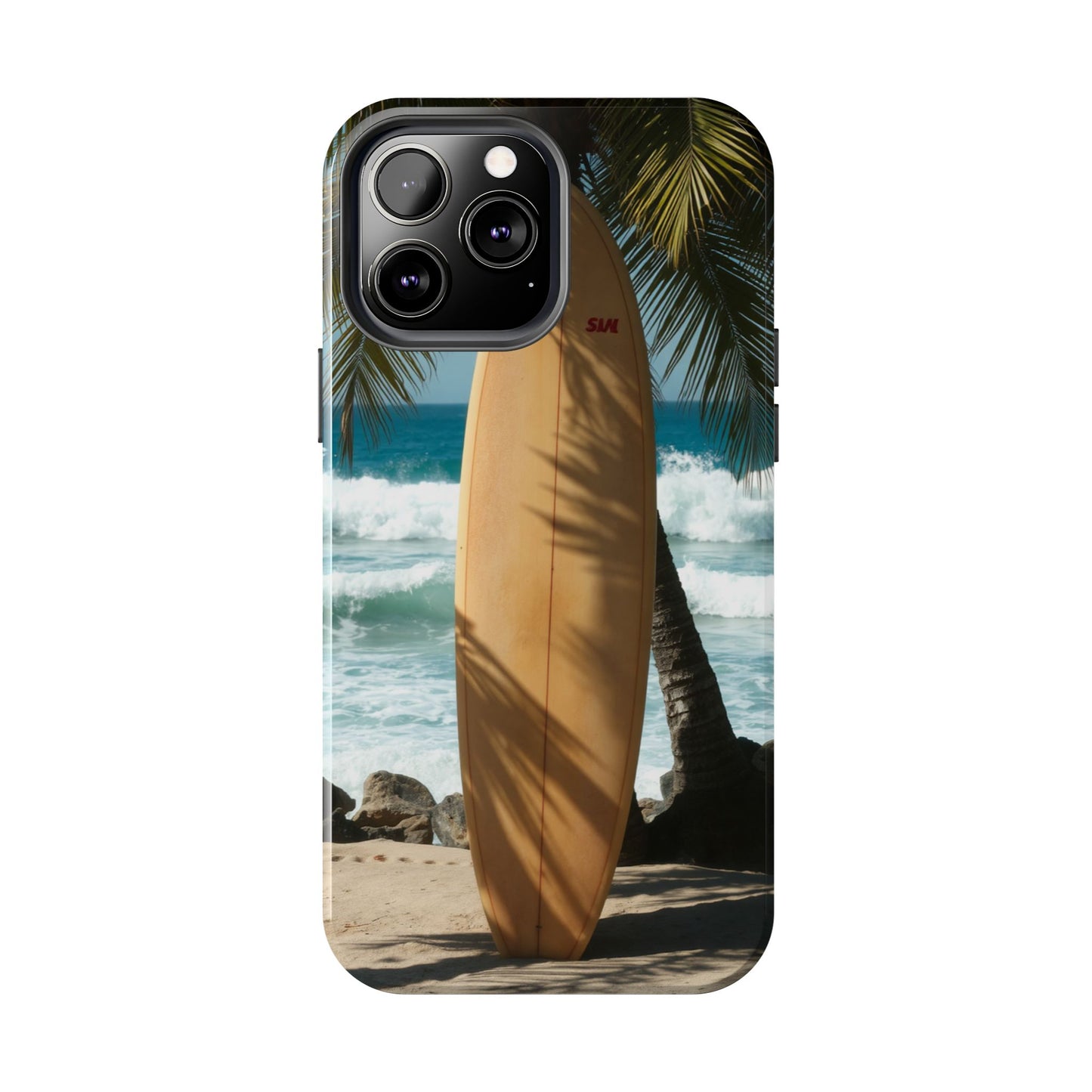 Tough Surfing Phone Case - Beach Vibes with Palm Trees & Surfboard
