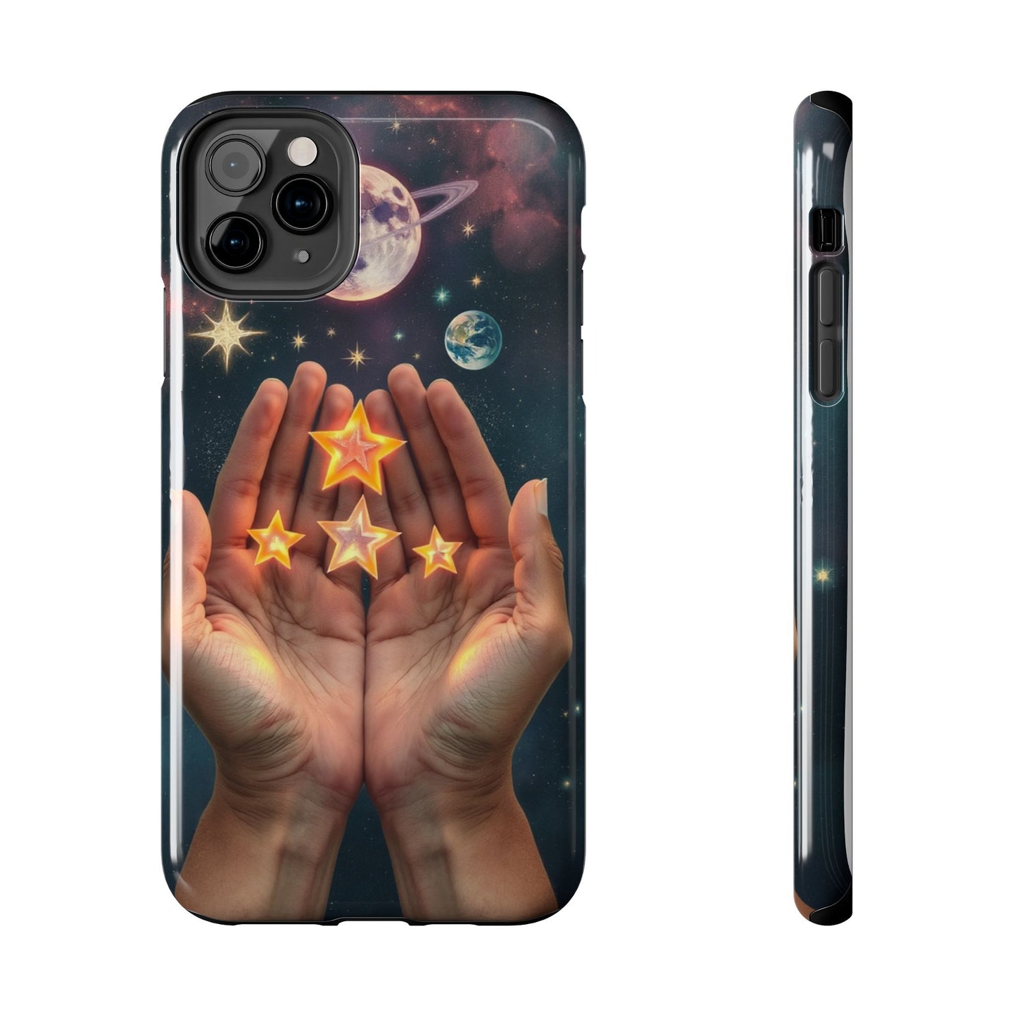 Galaxy Hands Tough Phone Case - Celestial Design for Star Lovers