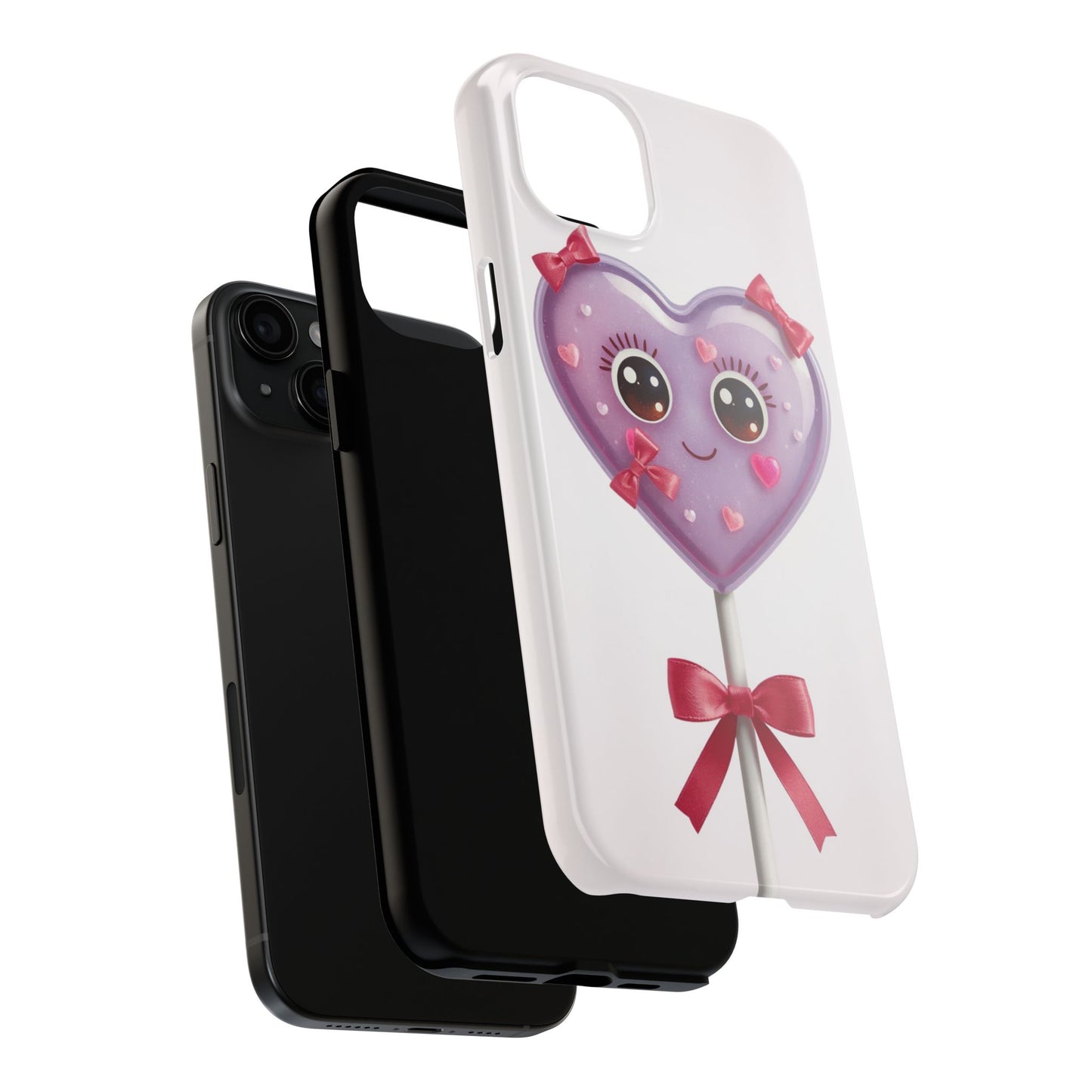 Cute Heart Lollipop Tough Phone Case - Adorable Protection for Candy Lovers