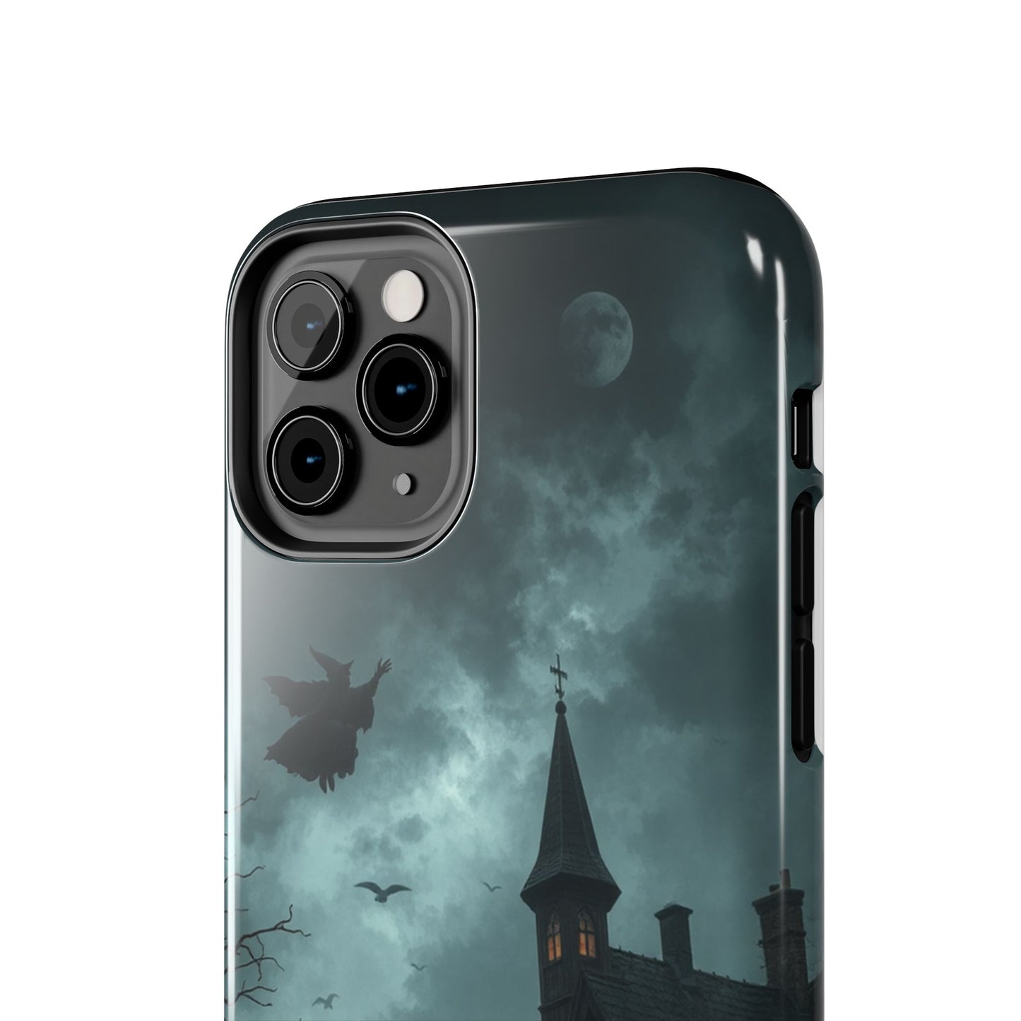Halloween-Themed Tough Phone Case with Spooky House Design