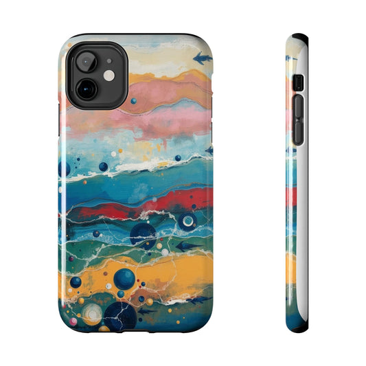 Artistic Tough Phone Case - Vibrant Waves Design for Unique Style