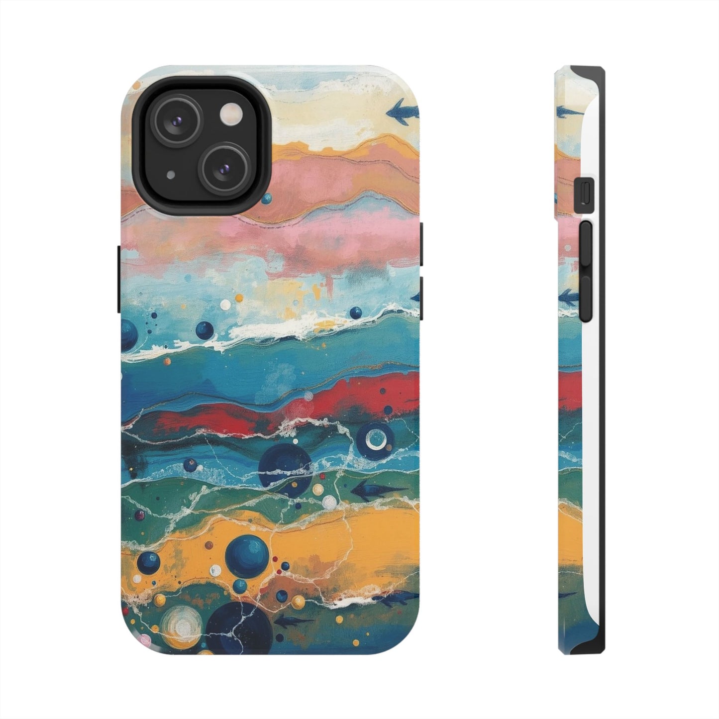 Artistic Tough Phone Case - Vibrant Waves Design for Unique Style