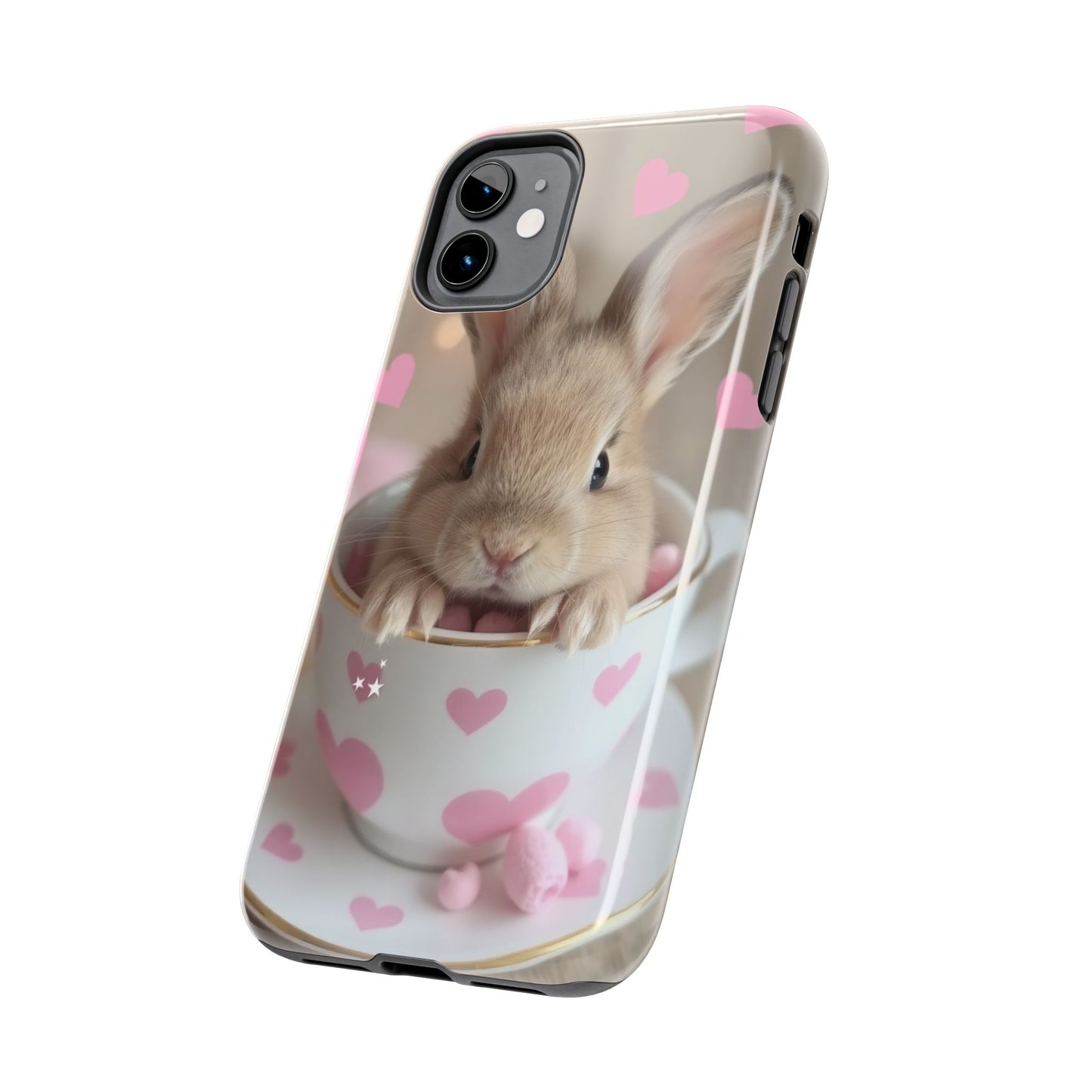 Adorable Bunny Phone Case with Heart Design - Cute Gift for Animal Lovers