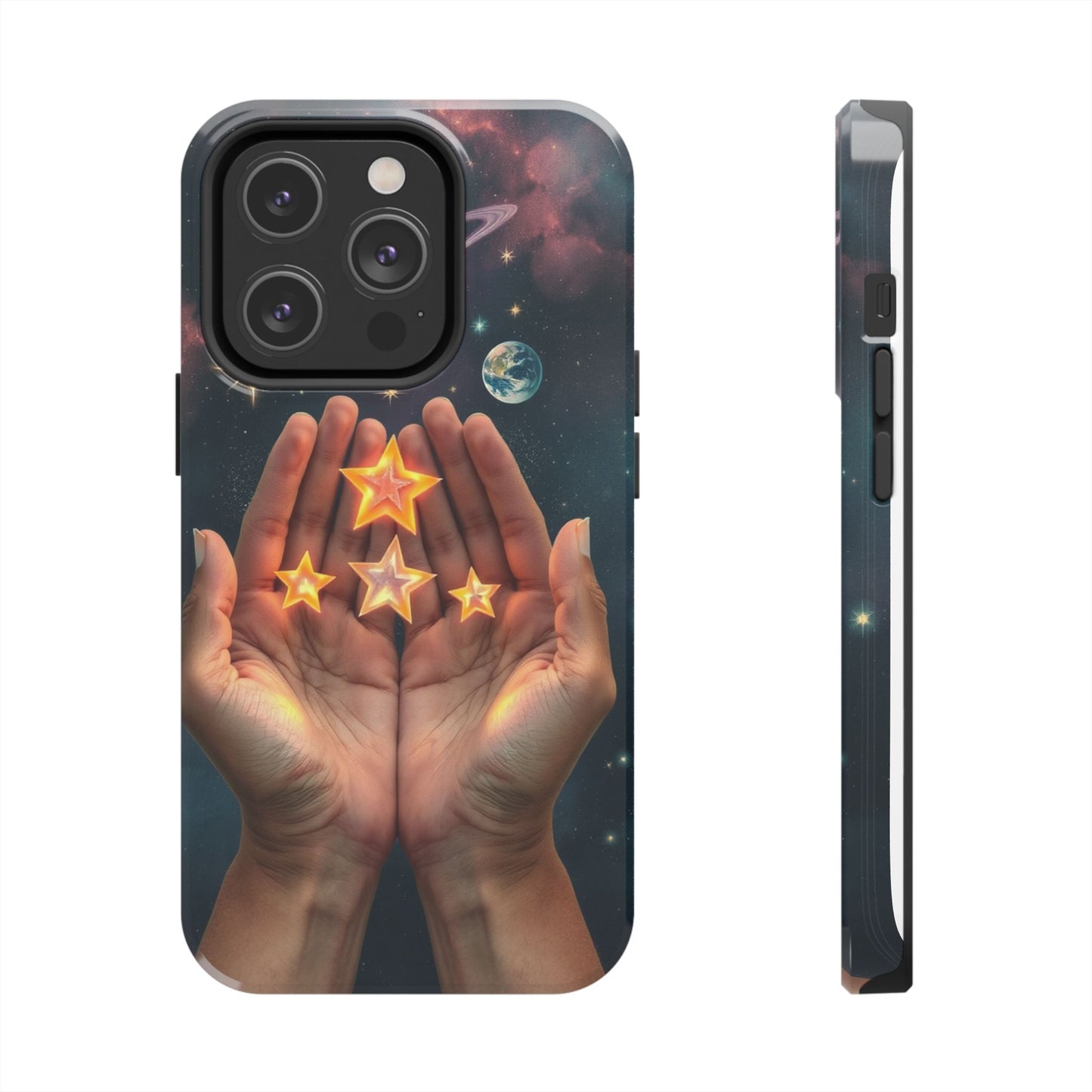 Galaxy Hands Tough Phone Case - Celestial Design for Star Lovers
