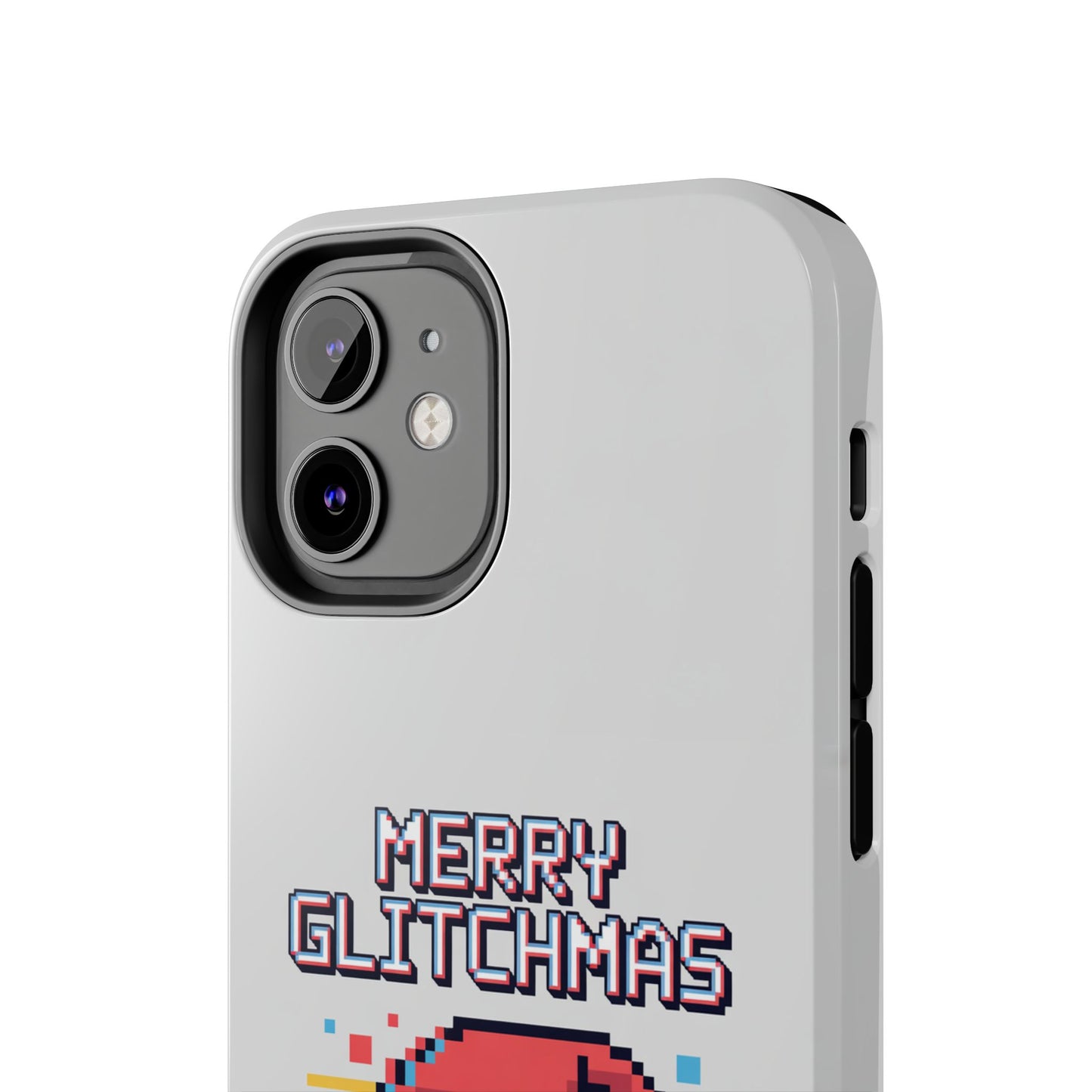 Merry Glitchmas Phone Case - Christmas Pixel Art Design for iPhone