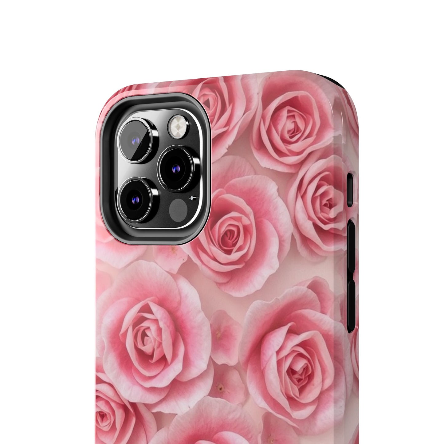 Floral Tough Phone Case - Pink Rose Design, Durable Protection for Flower Lovers