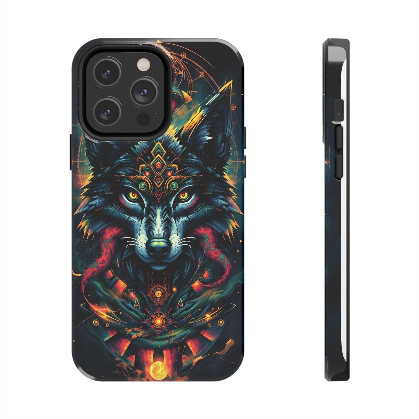 Vibrant Mystical Wolf Art Tough Phone Case - Durable & Unique Design for Animal Lovers - for iPhone