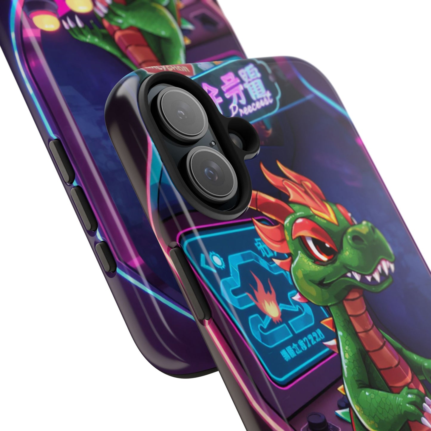 Retro Gamer Tough Phone Case with Dragon Design