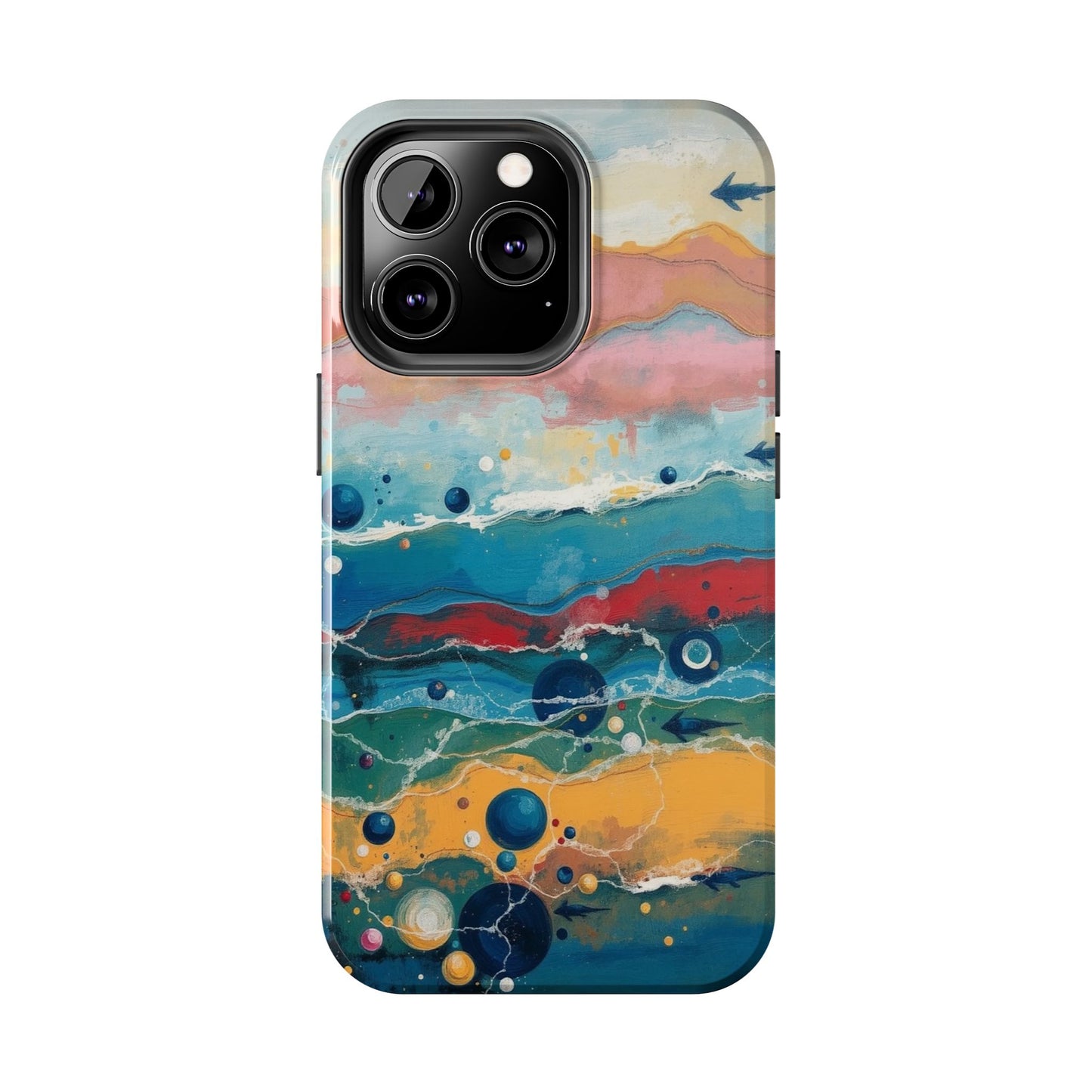 Artistic Tough Phone Case - Vibrant Waves Design for Unique Style