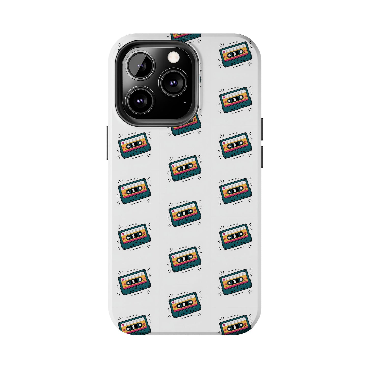 Retro Cassette Tape Phone Case Pattern - White