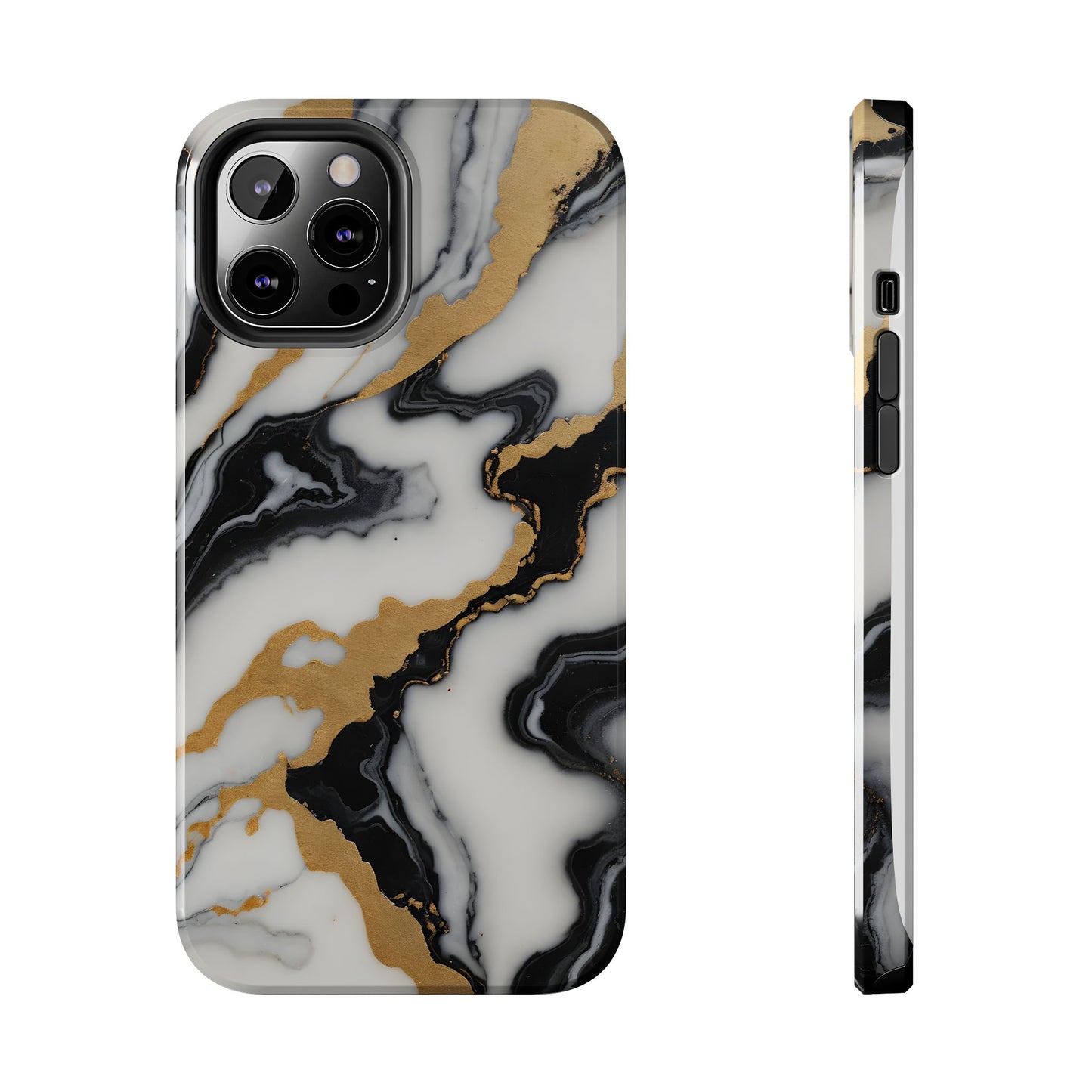 Elegant Gold Marble Tough Phone Case - Stylish Protection for Your iPhone