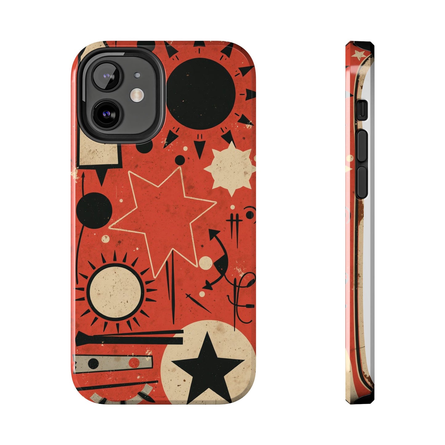 Retro Bold Tough Phone Case - Unique Geometric Design - for iPhone
