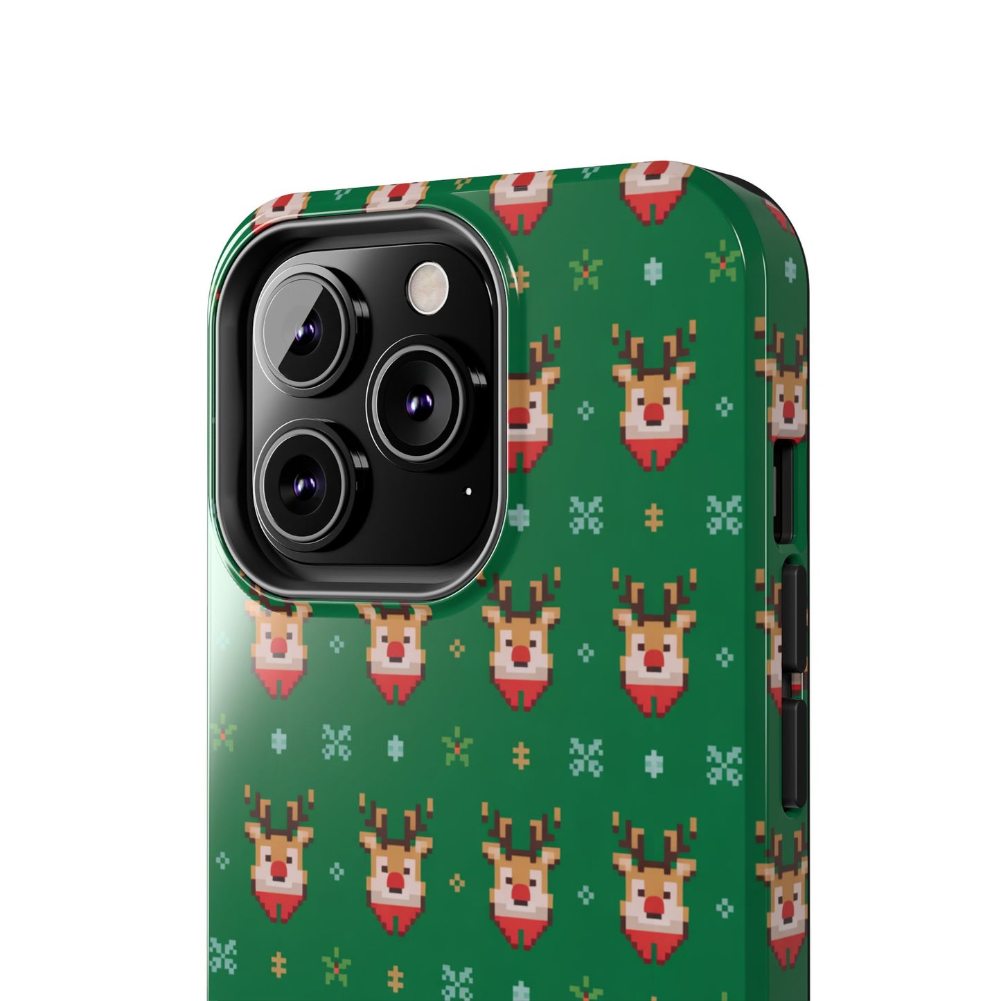 Pixel Art Christmas Rudolf Pattern Phone Case Green