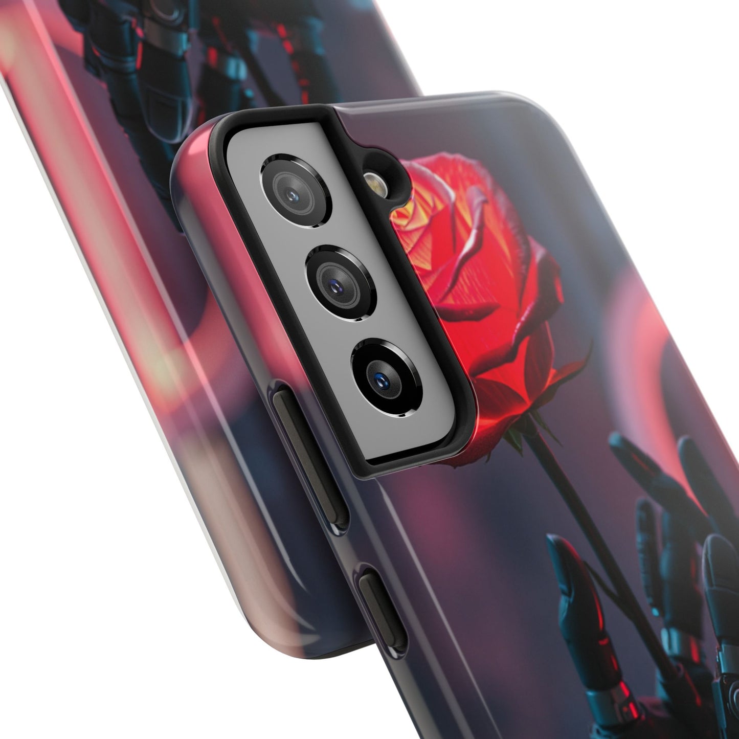 Futuristic Tough Phone Case with Robotic Rose Design | Durable Protection