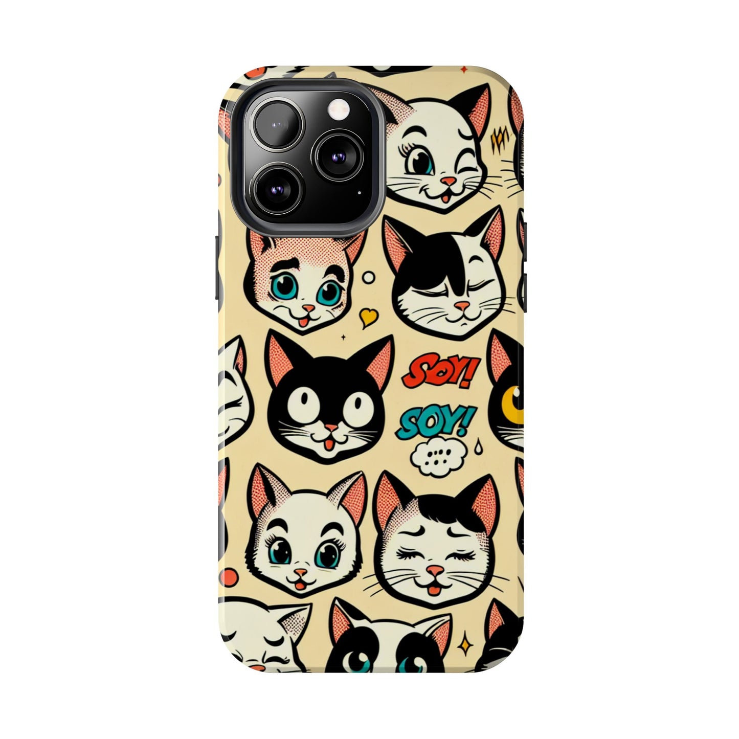 Playful Cat-Themed Tough Phone Case - Pet Pattern - for iPhone