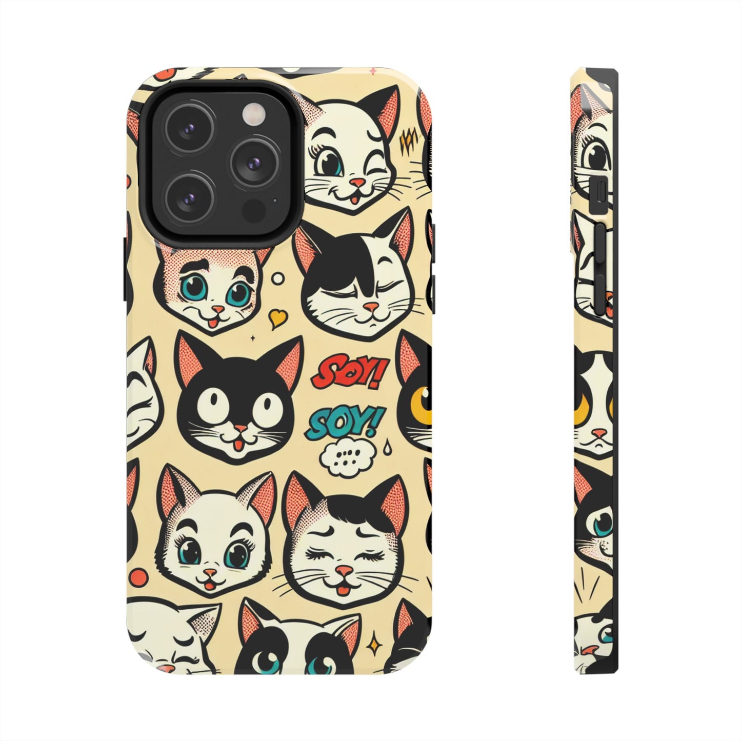 Playful Cat-Themed Tough Phone Case - Pet Pattern - for iPhone