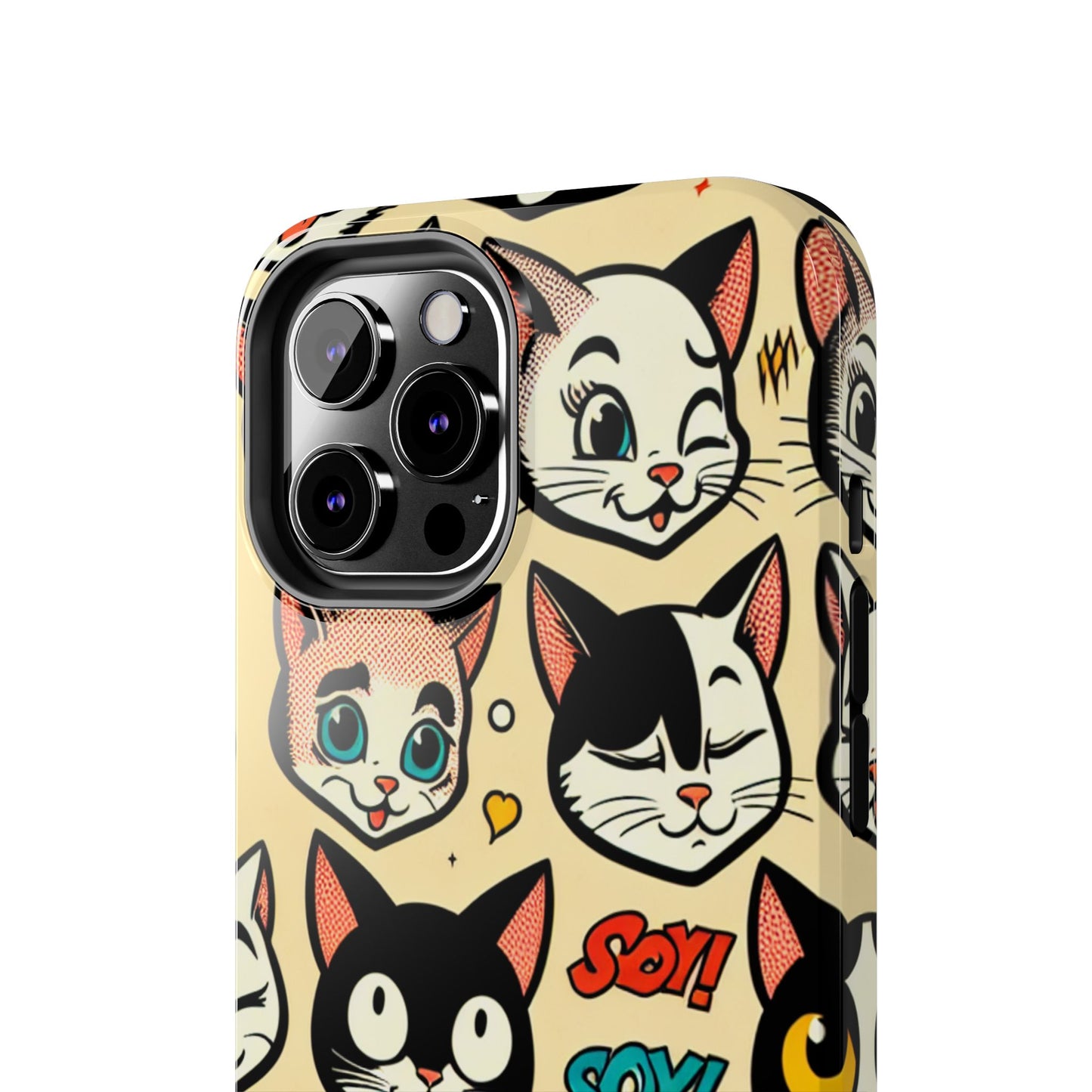 Playful Cat-Themed Tough Phone Case - Pet Pattern - for iPhone