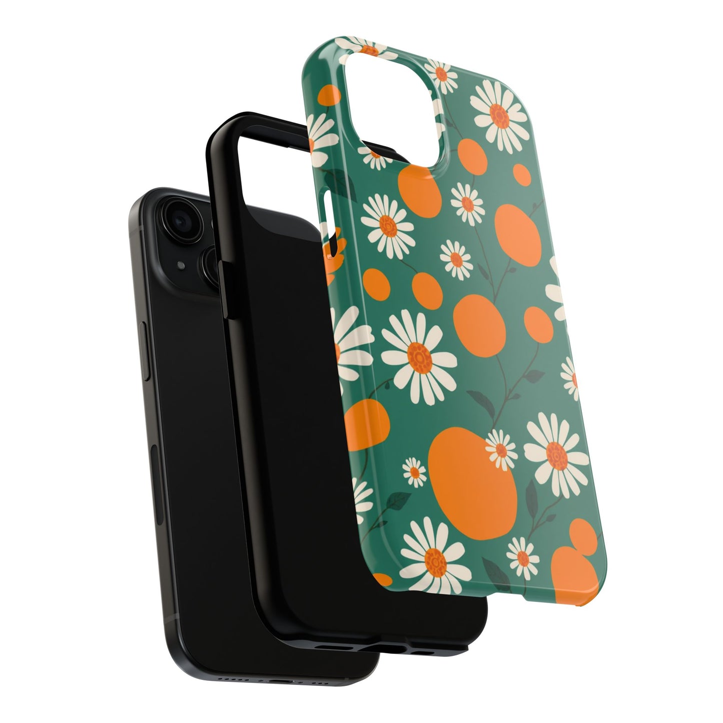 Floral Tough Phone Case - Daisy & Orange Design