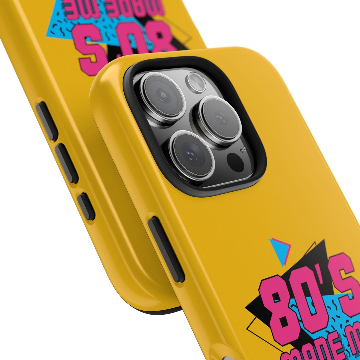 80's Made Me Tough Phone Case - Retro Yellow Silicone Cover - for iPhone