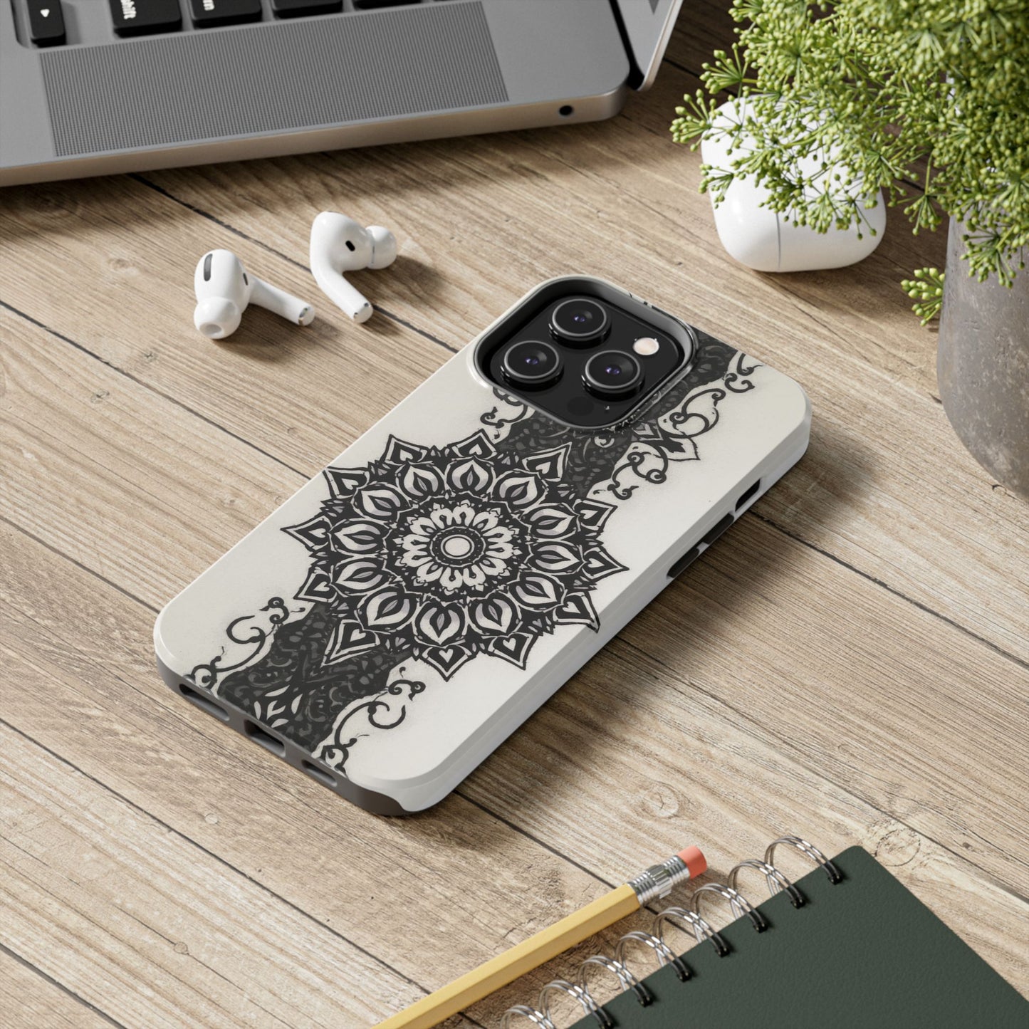 Stylish Tough Phone Cases with Dark Mandala Design - Durable and Unique Protection - for iPhone