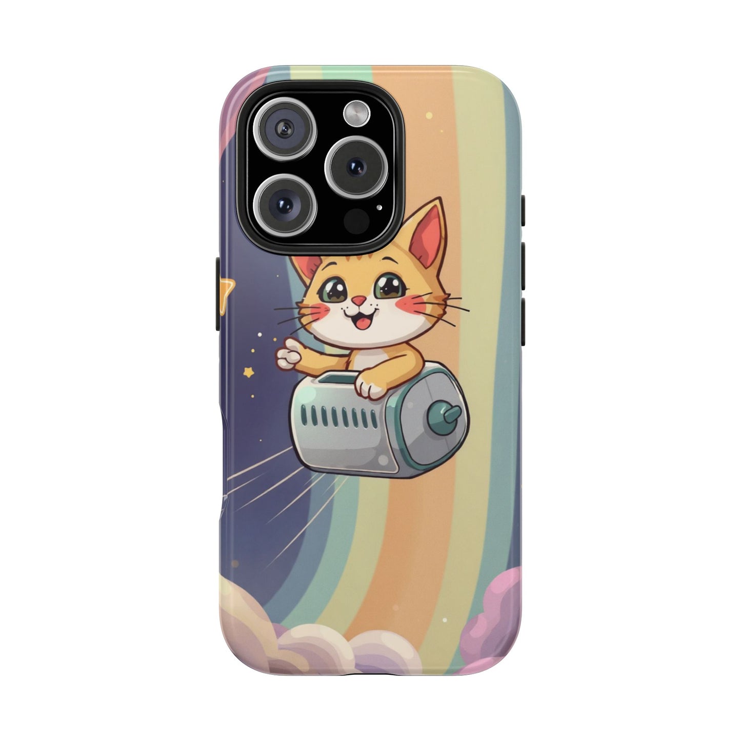Cute Cat Rocket Phone Case - Vibrant and Playful Tough Case