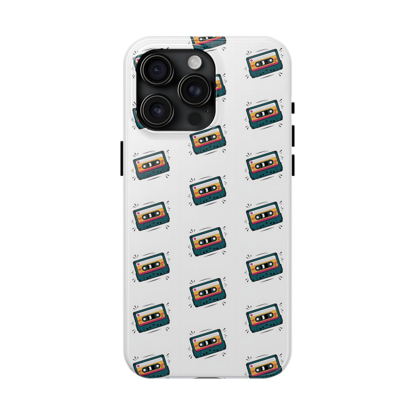 Retro Cassette Tape Phone Case Pattern - White