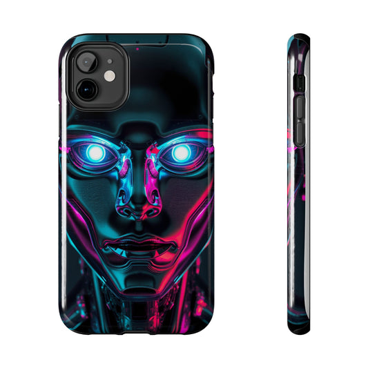 Futuristic Phone Case, Tough Phone Cover, Cyberpunk Style, Robot Design, Gift for Tech Lovers, Unique Phone Accessories