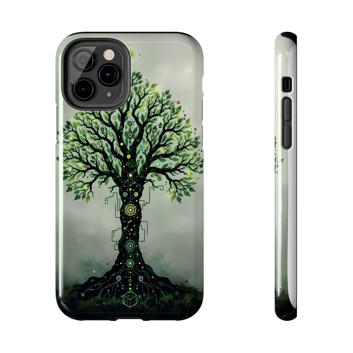Nature-Inspired Tough Phone Case with Tech Tree Design - for iPhone