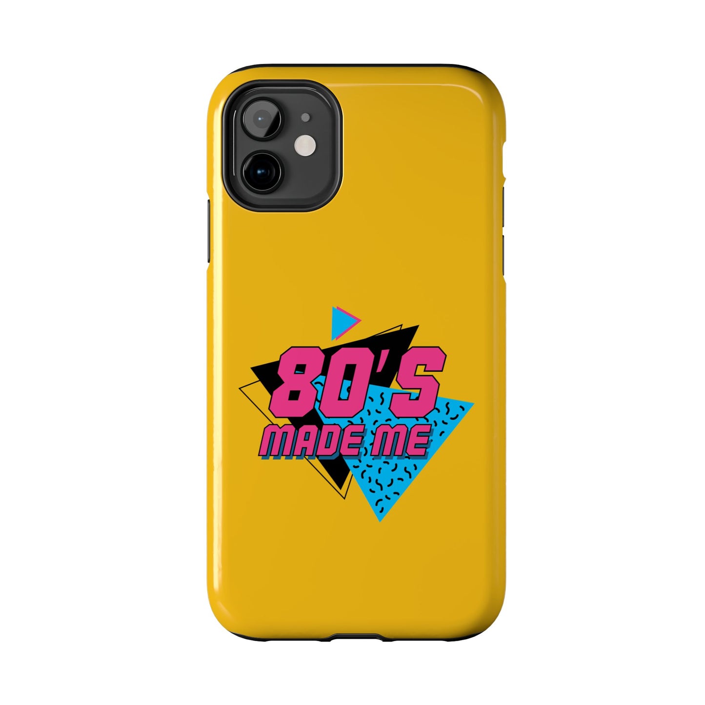 80's Made Me Tough Phone Case - Retro Yellow Silicone Cover - for iPhone