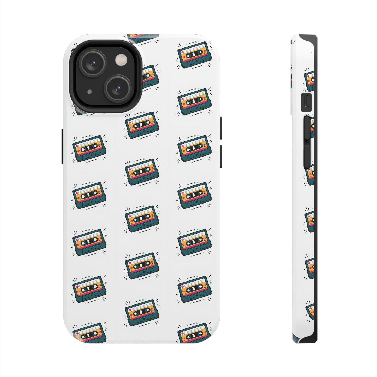 Retro Cassette Tape Phone Case Pattern - White