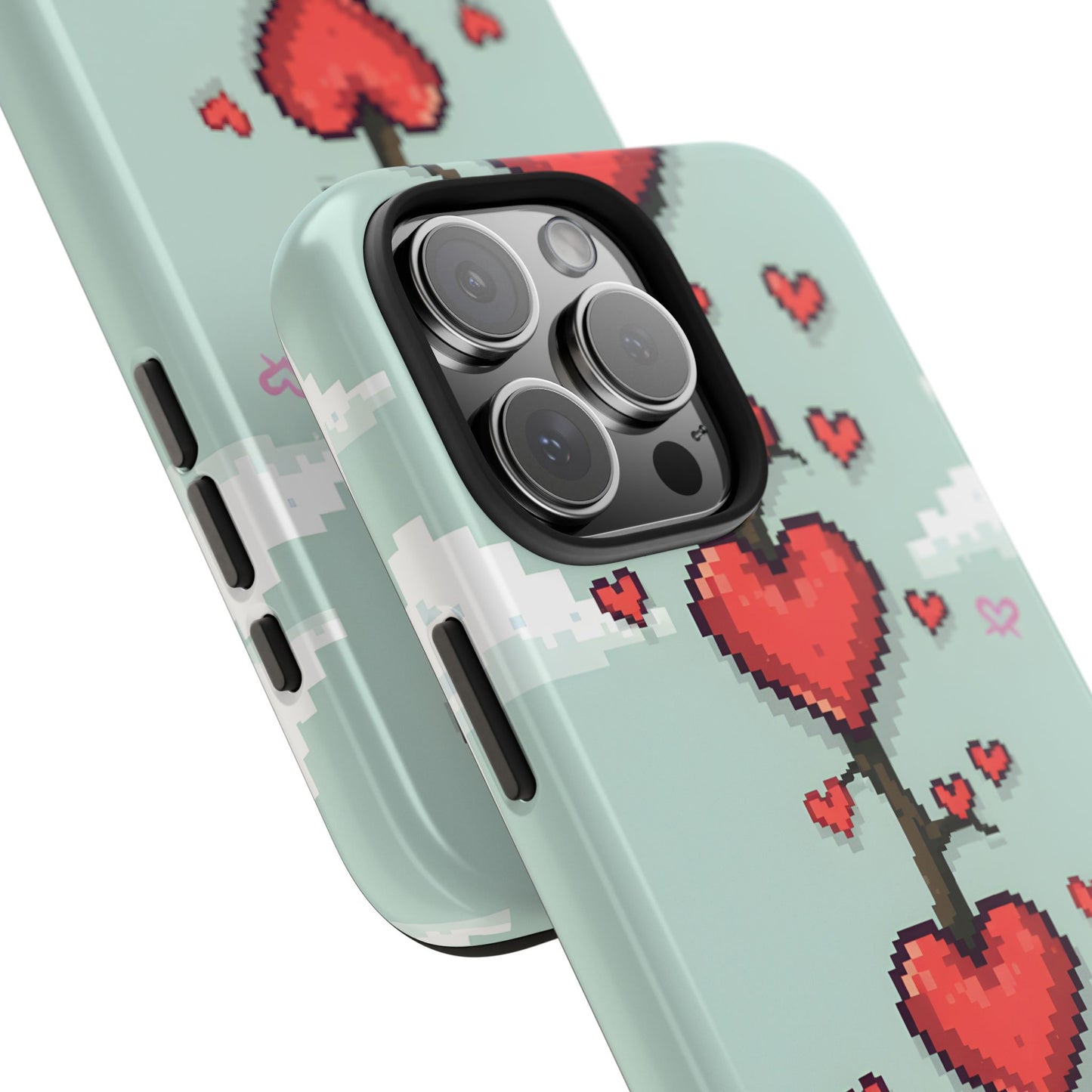 Pixelated Love Hearts Tree | Tough Phone Case - Cute Design - for iPhone