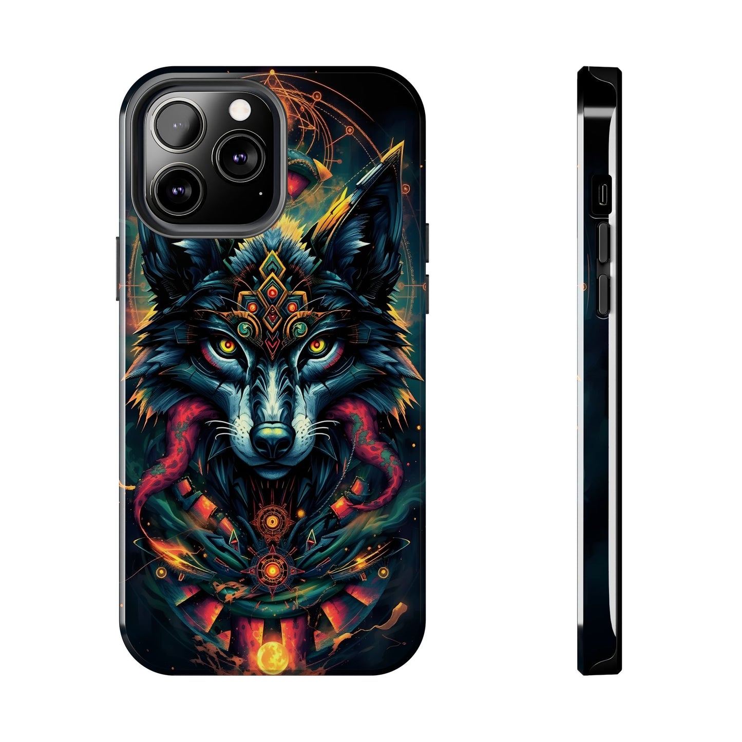 Vibrant Mystical Wolf Art Tough Phone Case - Durable & Unique Design for Animal Lovers - for iPhone