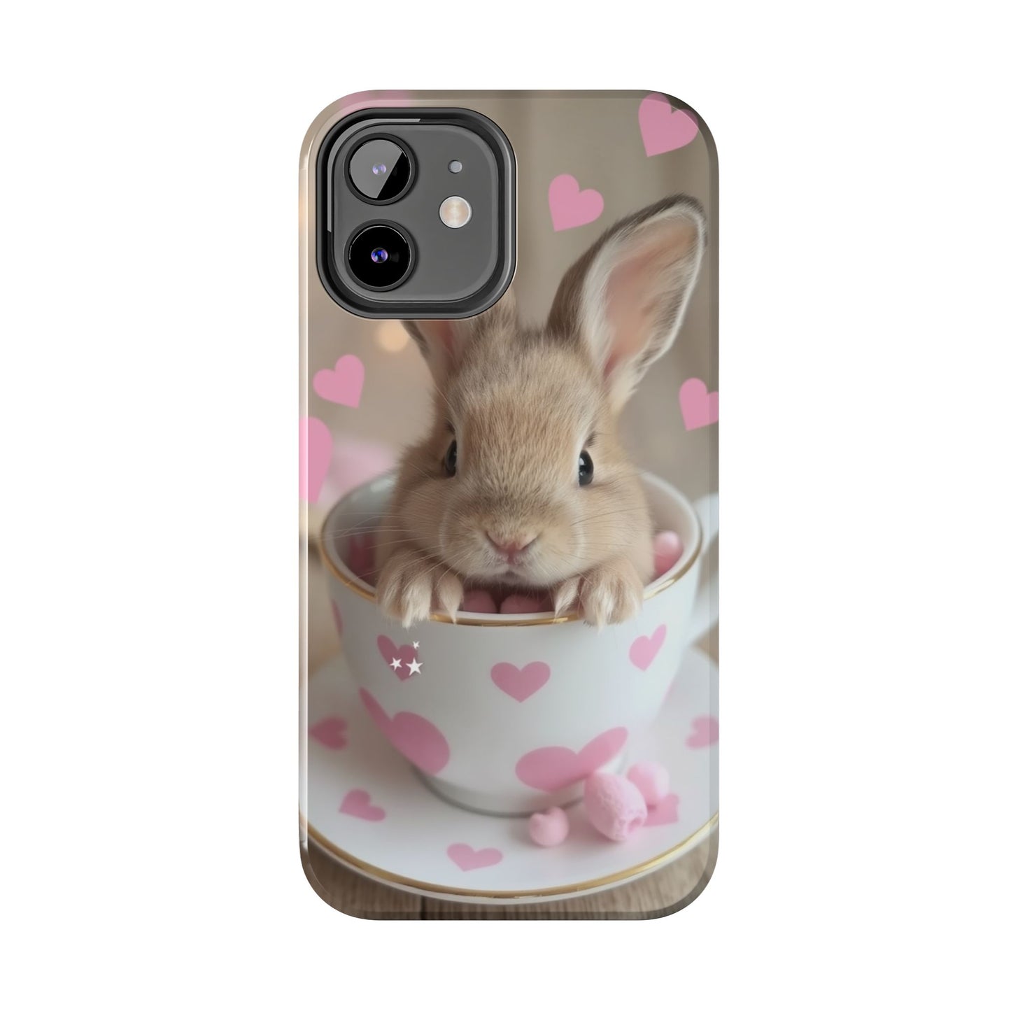 Adorable Bunny Phone Case with Heart Design - Cute Gift for Animal Lovers