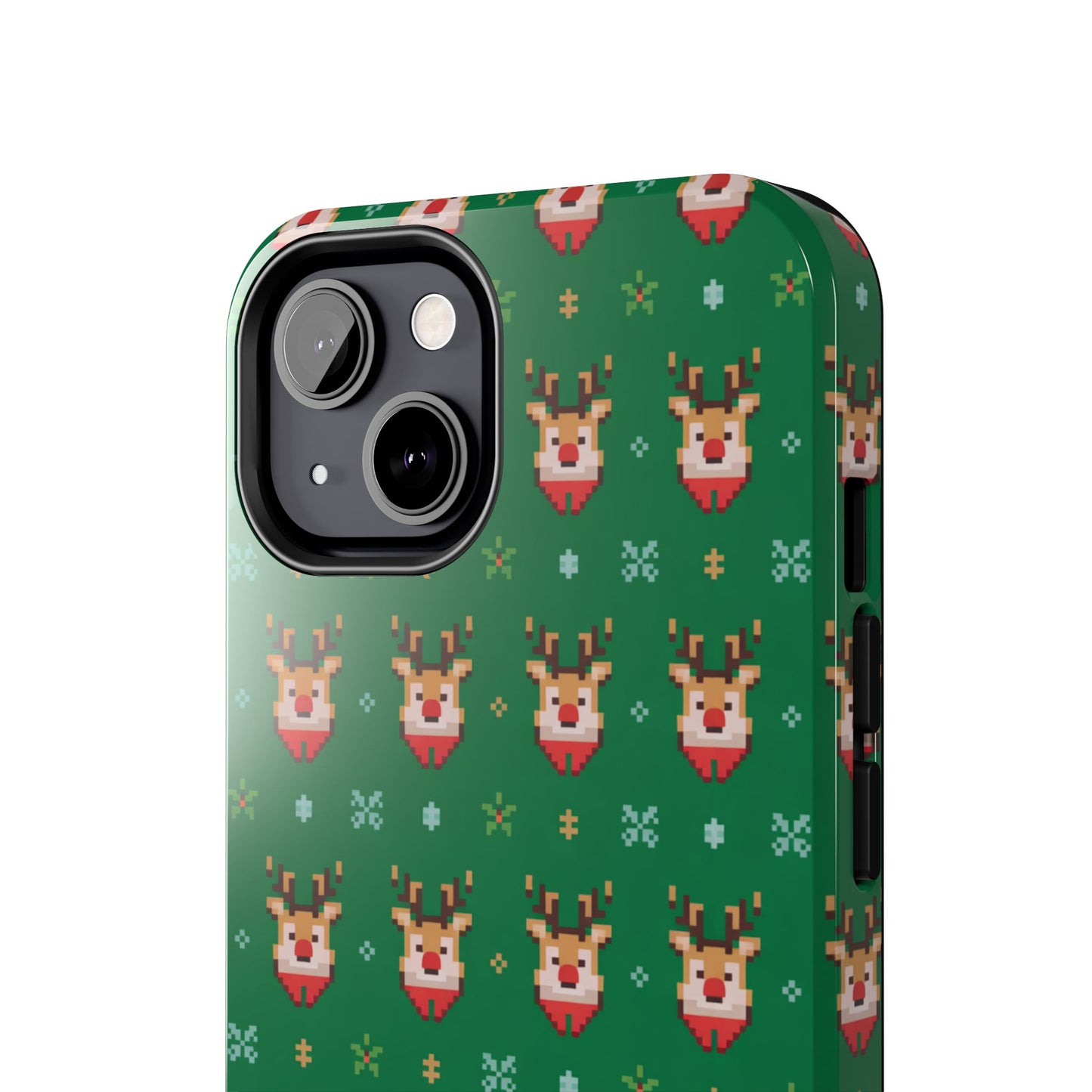 Pixel Art Christmas Rudolf Pattern Phone Case Green
