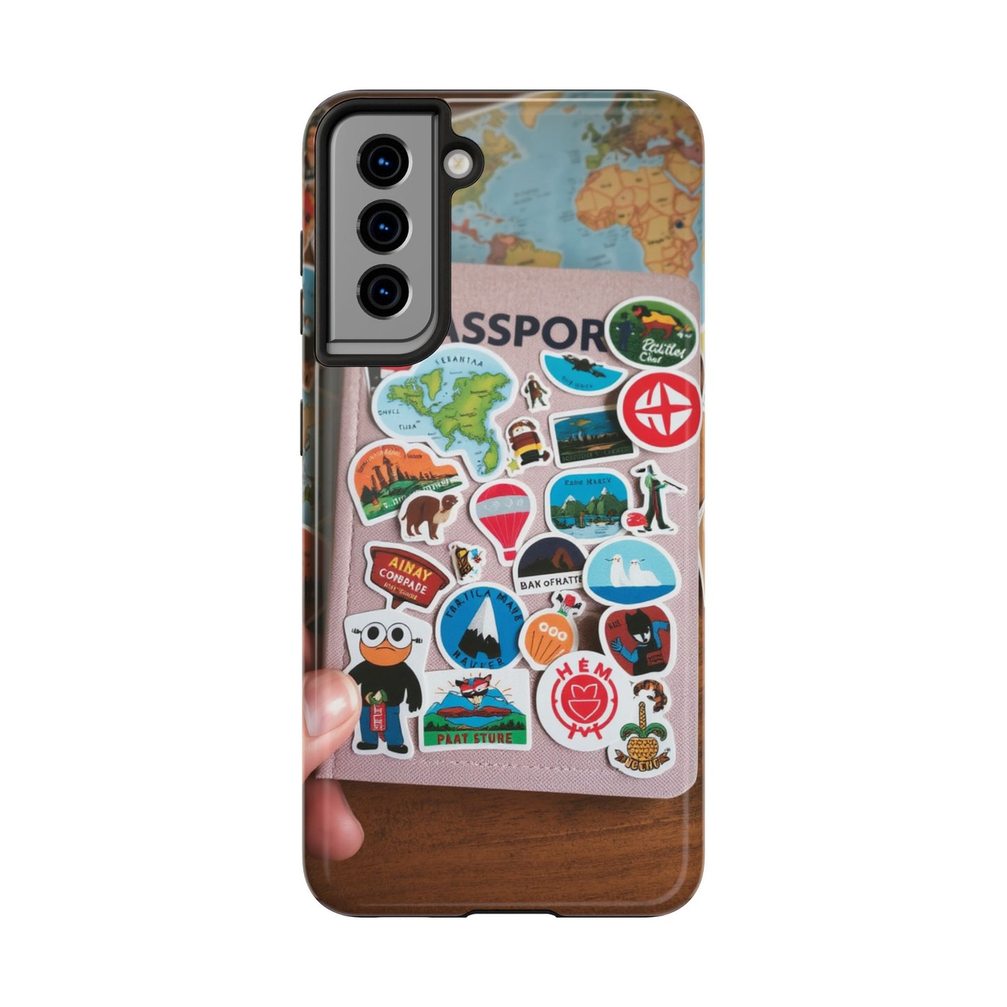 Adventure Stickers Phone Case - Tough Protection for Travel Lovers