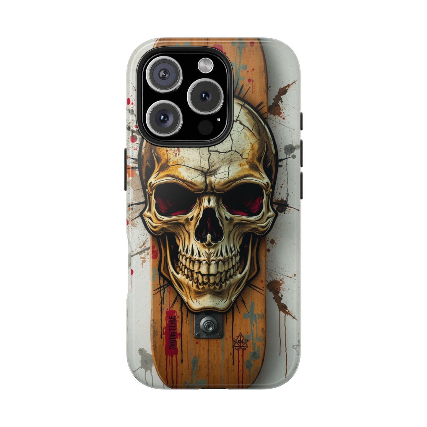 Edgy Skull Tough Phone Case - Durable Protection for Skateboard Enthusiasts
