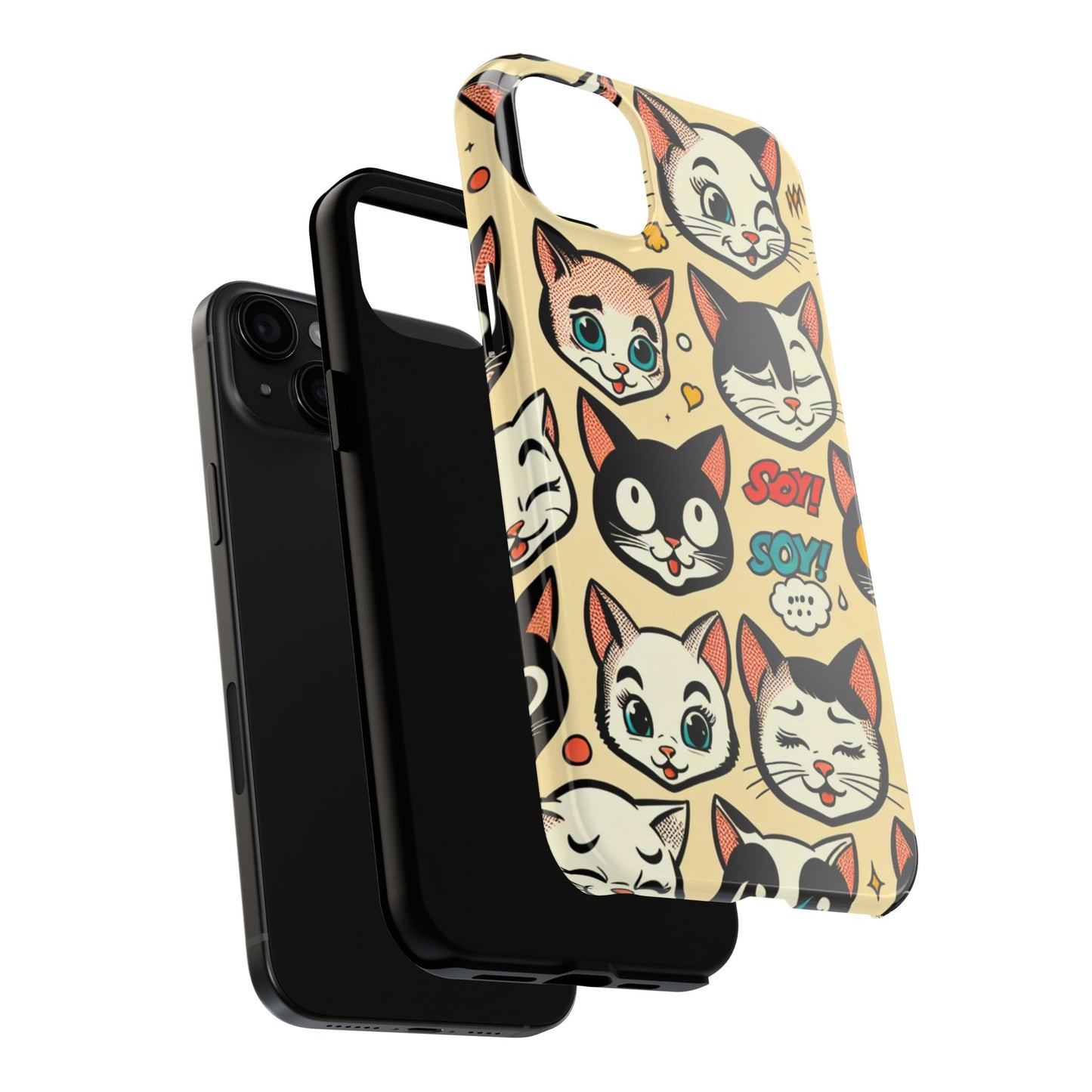 Playful Cat-Themed Tough Phone Case - Pet Pattern - for iPhone