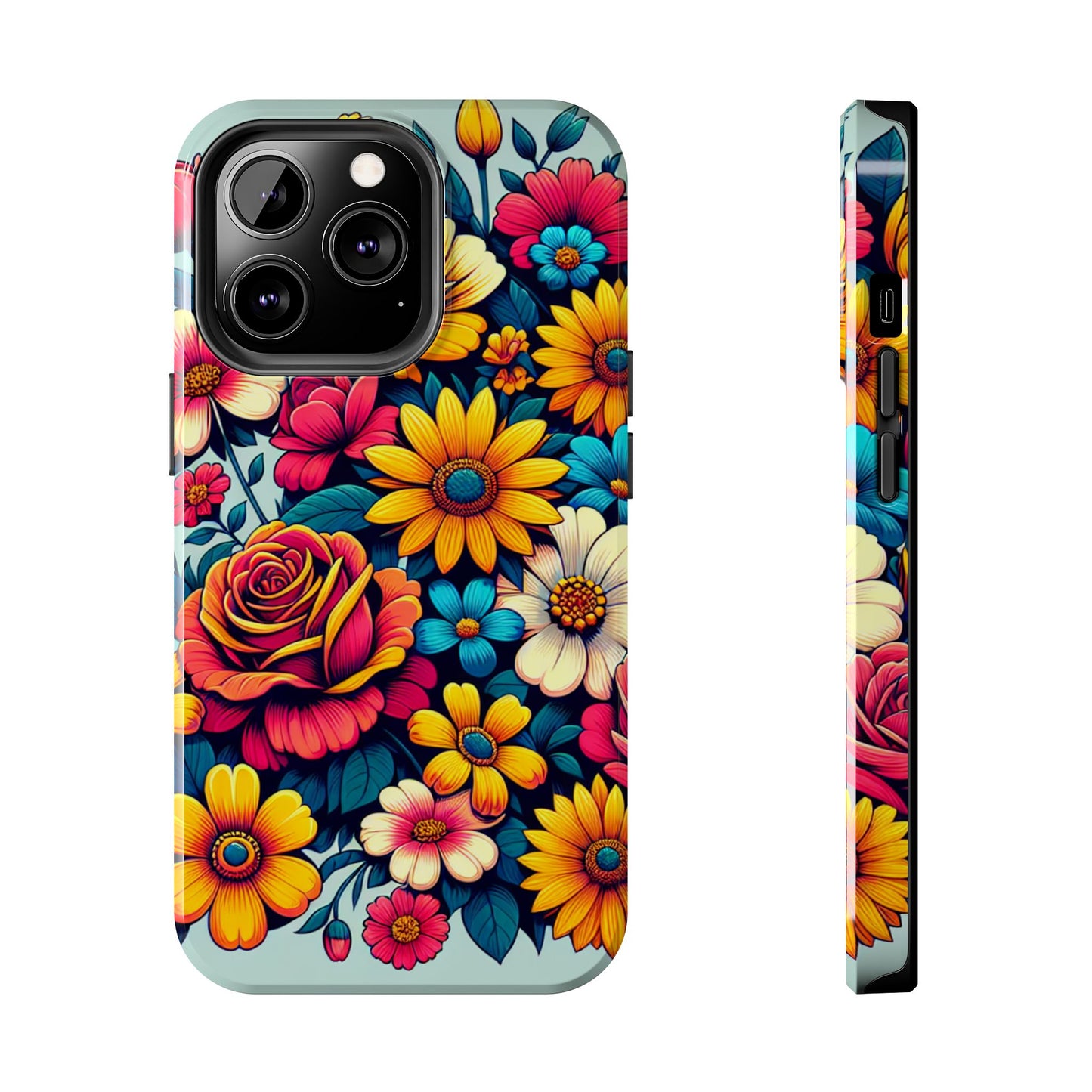 Vibrant Floral Tough Phone Case - Colorful Flower Design - for iPhone