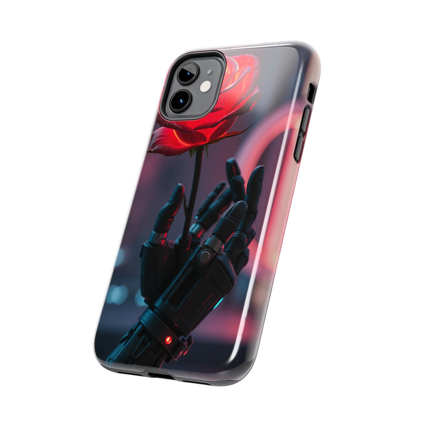 Futuristic Tough Phone Case with Robotic Rose Design | Durable Protection