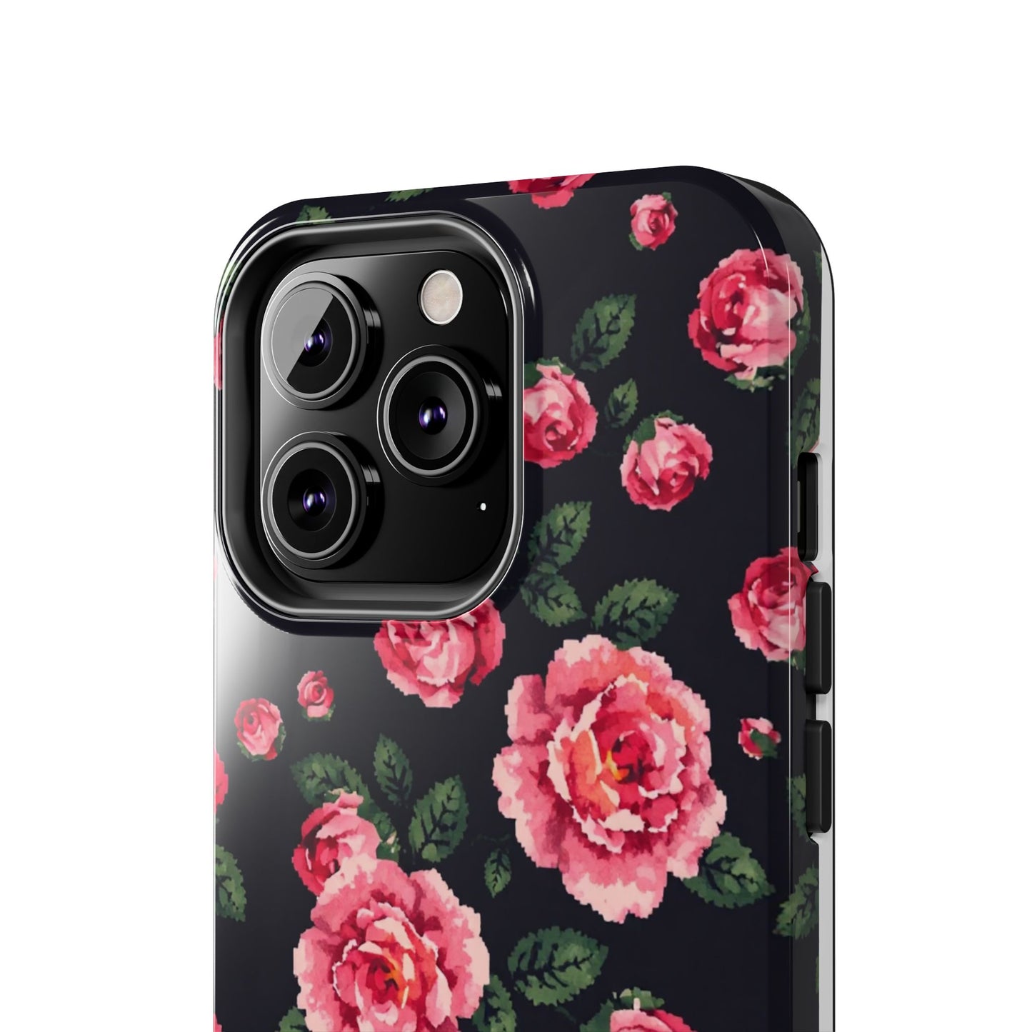 Pixelated Floral Tough Phone Case - Elegant Rose Design for Protection & Style - for iPhone