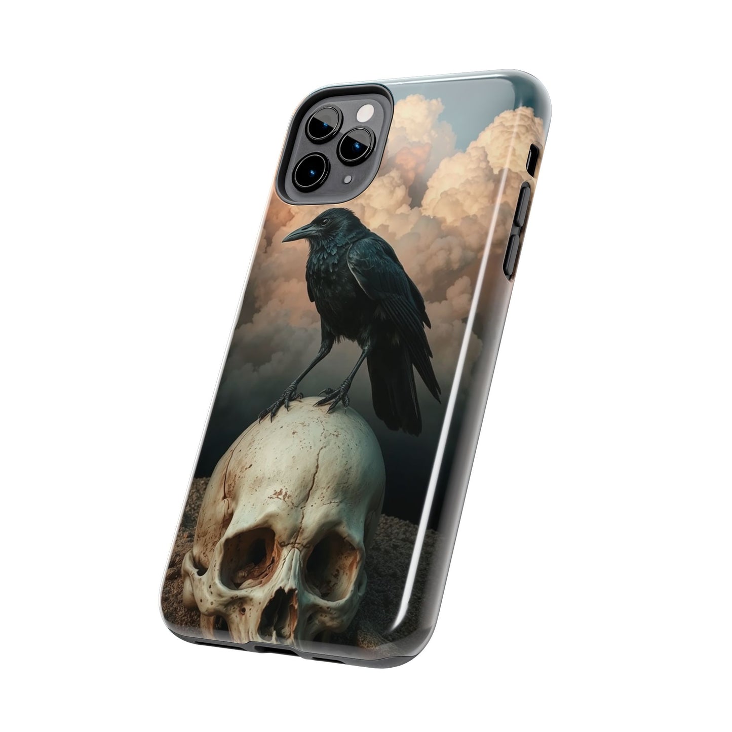 Gothic Raven Skull Tough Phone Case - Unique Protective Cover for Halloween Lovers