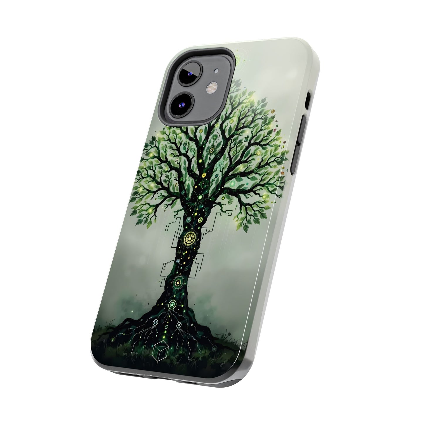 Nature-Inspired Tough Phone Case with Tech Tree Design - for iPhone