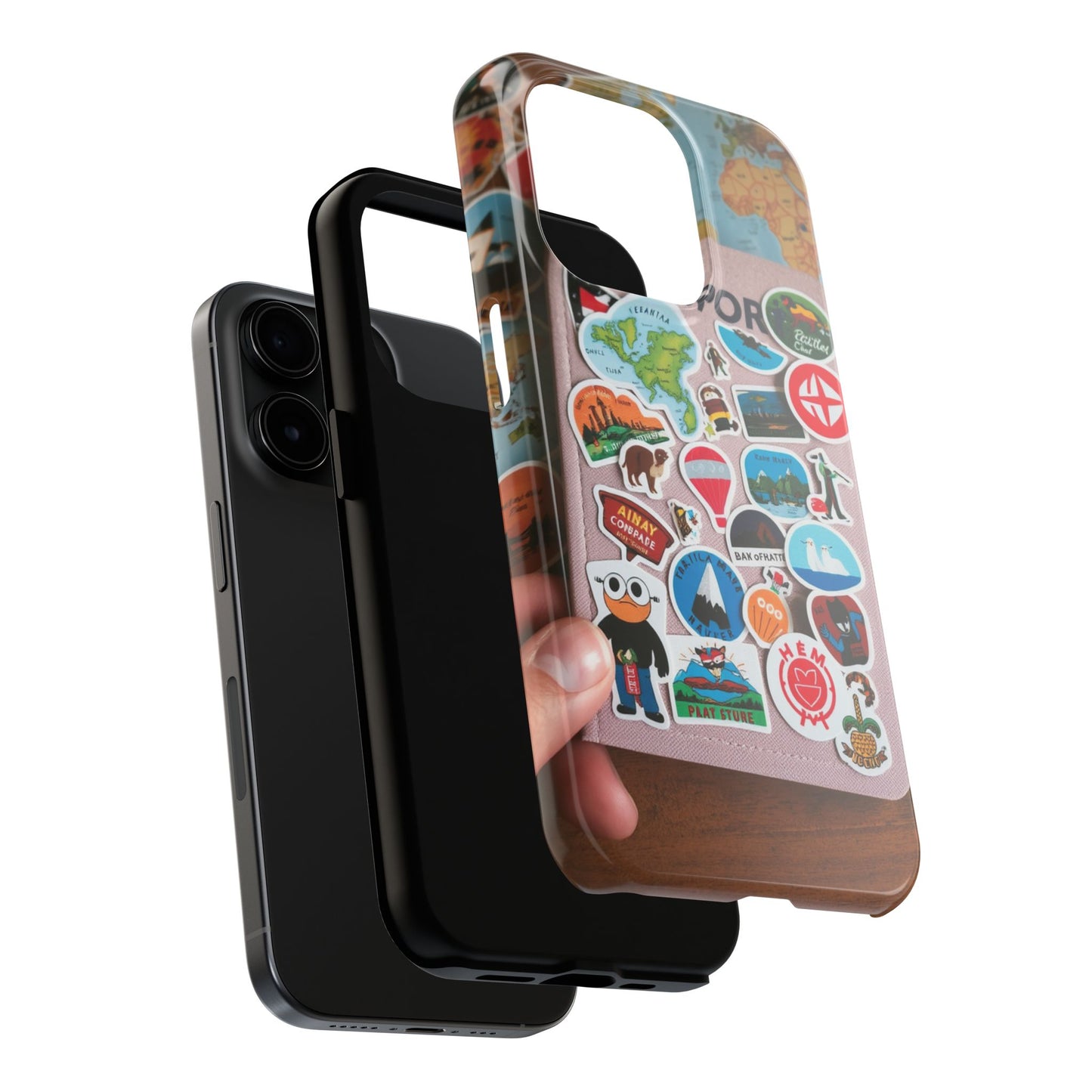 Adventure Stickers Phone Case - Tough Protection for Travel Lovers