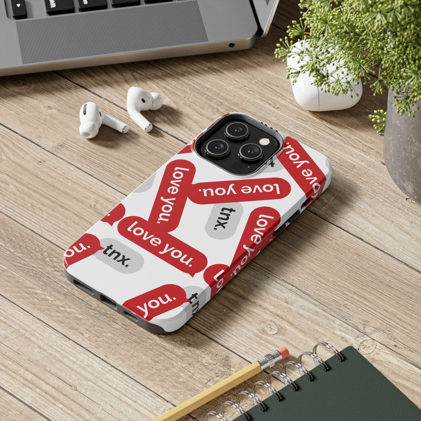 Love You&Tnx Tough Phone Case - Stylish and Protective for iPhone