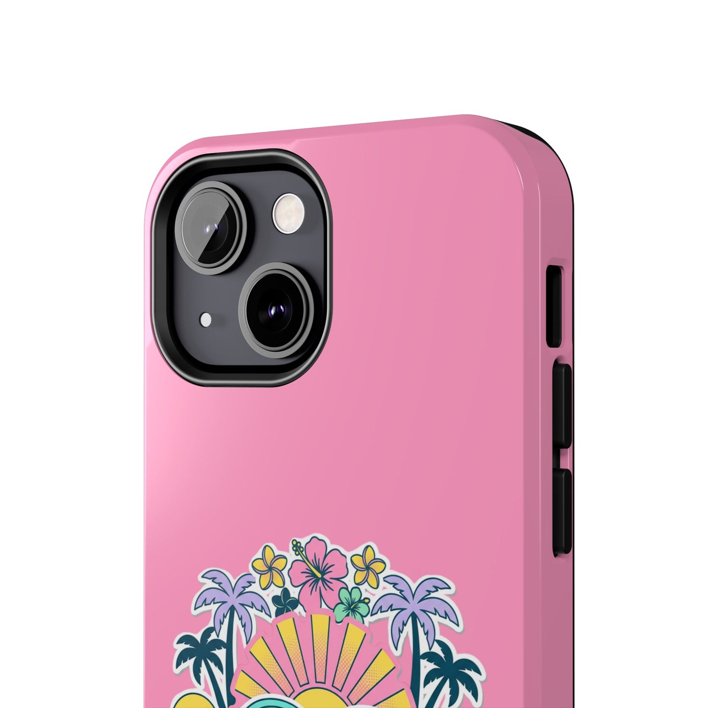 Retro Summer Phone Case — Y2K Palm Trees, Roller Skates & Smiley Collage