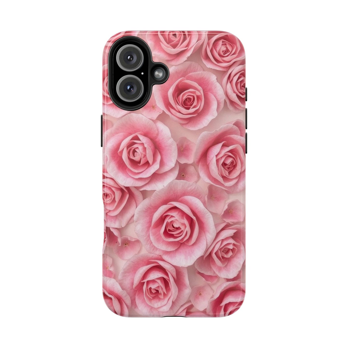 Floral Tough Phone Case - Pink Rose Design, Durable Protection for Flower Lovers